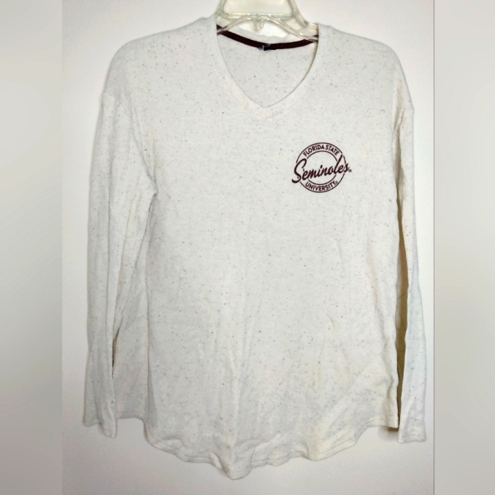 Collegiate (Size S/M) Confetti Sprinkle "FSU Seminoles" Ribbed Thermal Top